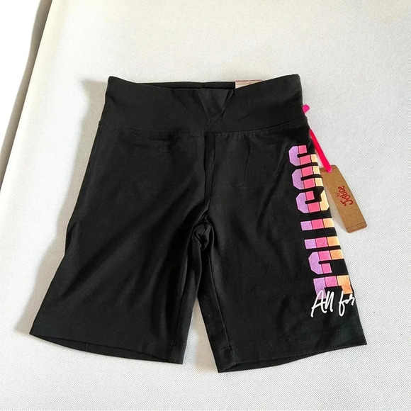 Justice Girls Graphic Bike Shorts Size Medium (10) Color Black Glitter Graphic - Picture 2 of 8